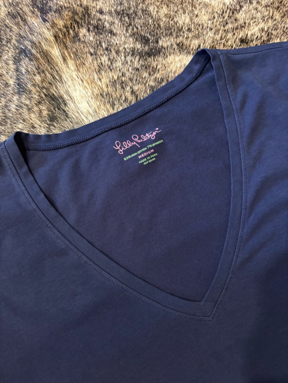 Women’s Lily Pulitzer Meredith Tee, True Navy, Size Medium, Pima Cotton - Picture 12 of 15